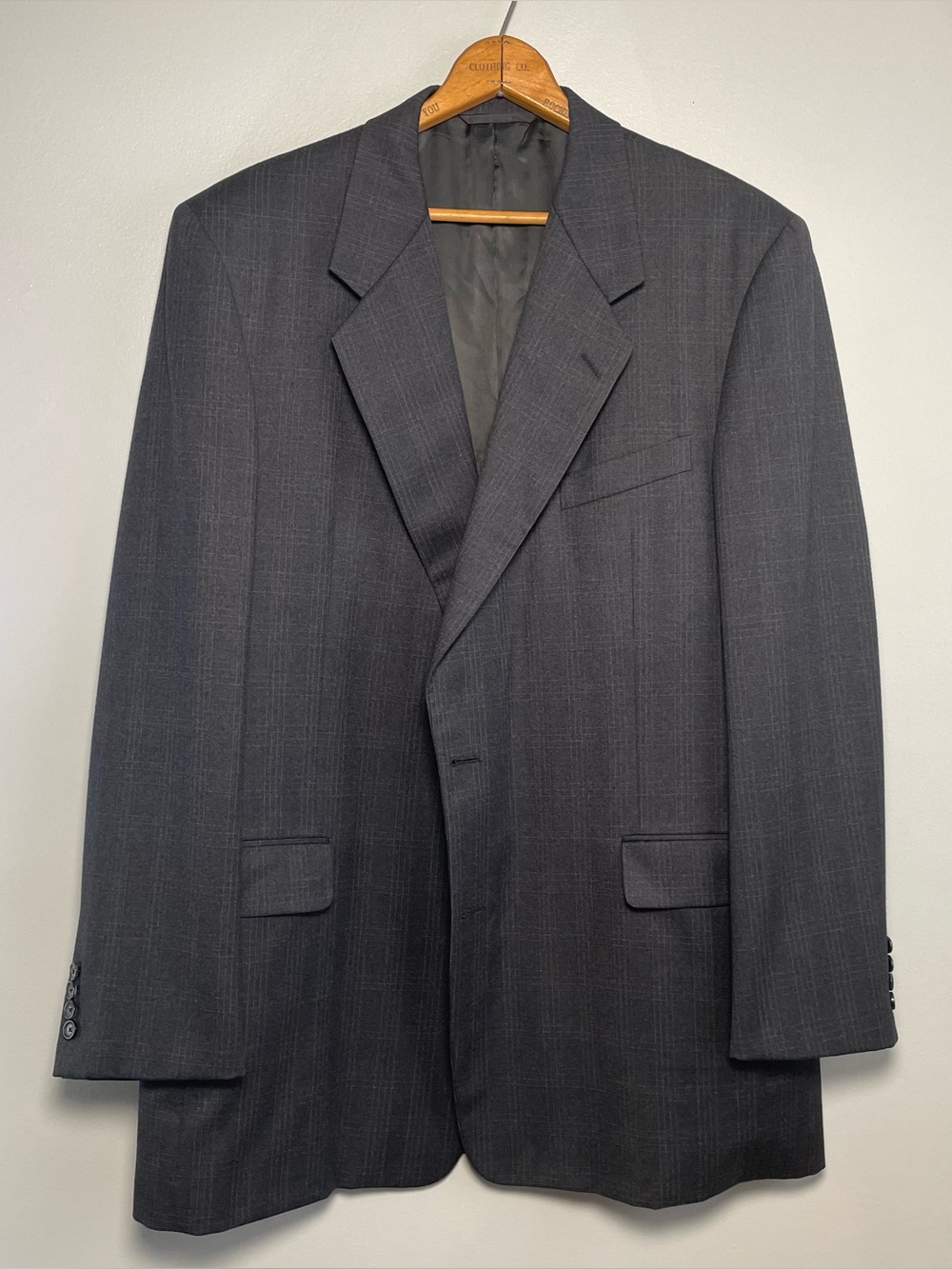Men’s Hickey Freeman For Patrick James Charcoal Grey Wool Blazer Sport Coat 46L
